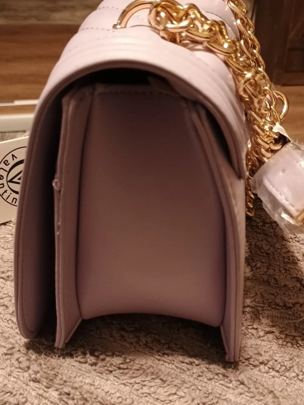 Valentino Orlandi Lilac Quilted Shoulder Bag with Gold Chain
